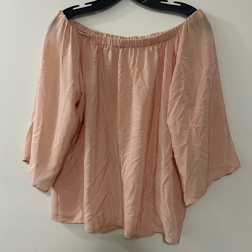 Amanda Uprichard Women's Sz L Nirvana 100% Silk Pink Off the Shoulder Top Blouse
